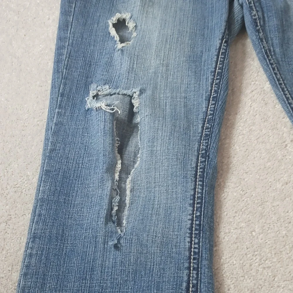 Hydraulic Lola Curvy Almost Bootcut Jeans Women 17/18 Blue Denim Distressed - Picture 3 of 15
